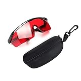 Huepar GL01R Rot Laserlichtbrille - Roter Laserbrille für Roter Strahl Kreuzlinienlaser, Rotationslaser und Mehrlinienlaser - zur Verbesserung der Sichtbarkeit des Roter Strahls (inkl. Schutzbox)